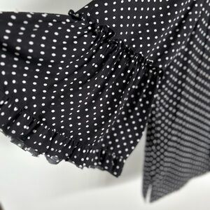 KOBI HALPERIN BLOUSE BLACK POLKA DOT 3/4 SLEEVE XL